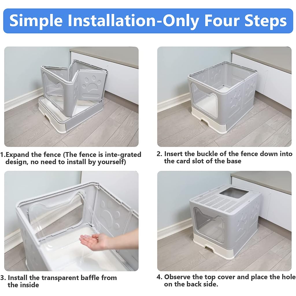 Qpets® Cat Litter Box, Foldable Cat Litter Tray Cat House, Anti Spill Drawer Design Litter Box for Cats Large, Odor Removal Enclosed Kitten Litter Box for Adult Cats Big (51 * 41 * 38 CM) Qpets® Cat Litter Box, Foldable Cat Litter Tray Cat House, Anti Spill Drawer Design Litter Box for Cats Large, Odor Removal Enclosed Kitten Litter Box for Adult Cats Big (51 * 41 * 38 CM)